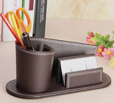 12热卖皮革笔筒 多功能创意时尚桌面收纳盒，提升办公品质